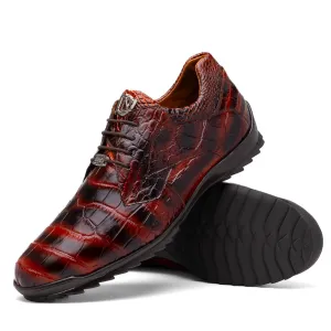 Marco Di Milano Vulcan in Rustic Cognac Alligator Sneakers