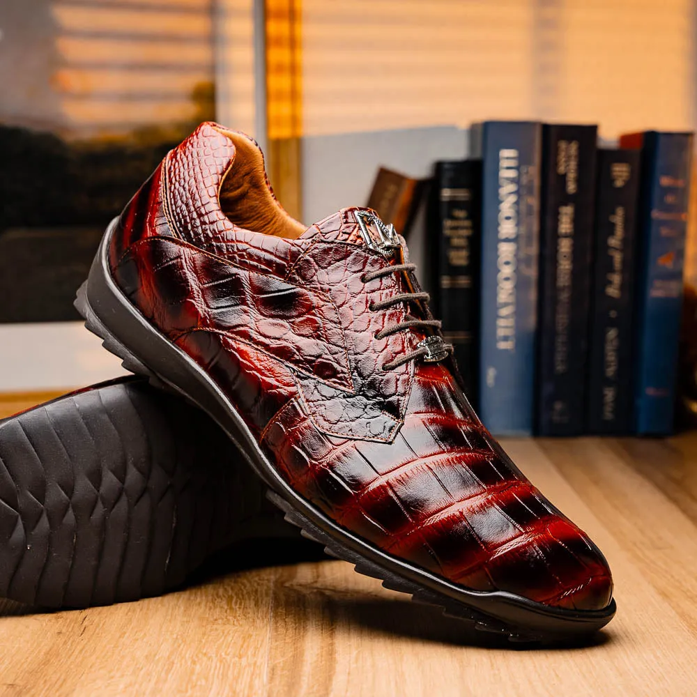 Marco Di Milano Vulcan in Rustic Cognac Alligator Sneakers