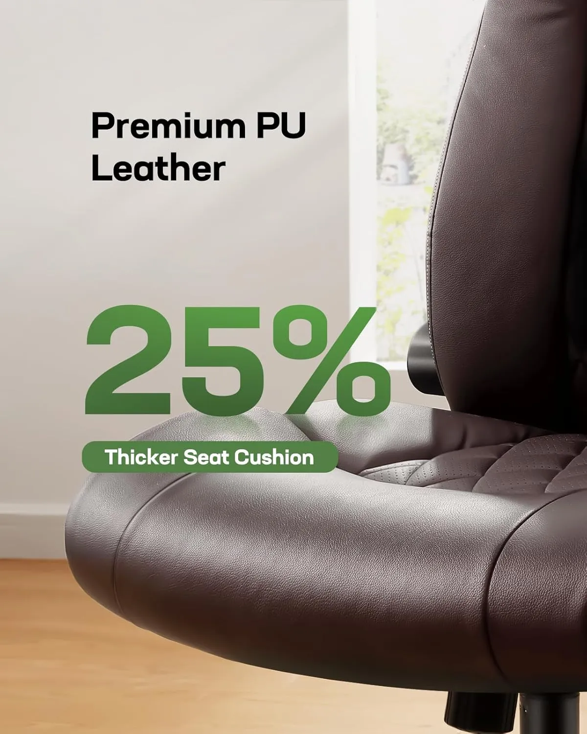 Marsail Executive Office Chair with Flip-up Armrests,PU Leather Ergonomic Desk Chair Height-Adjustable Swivel Rolling Computer Desk Chair