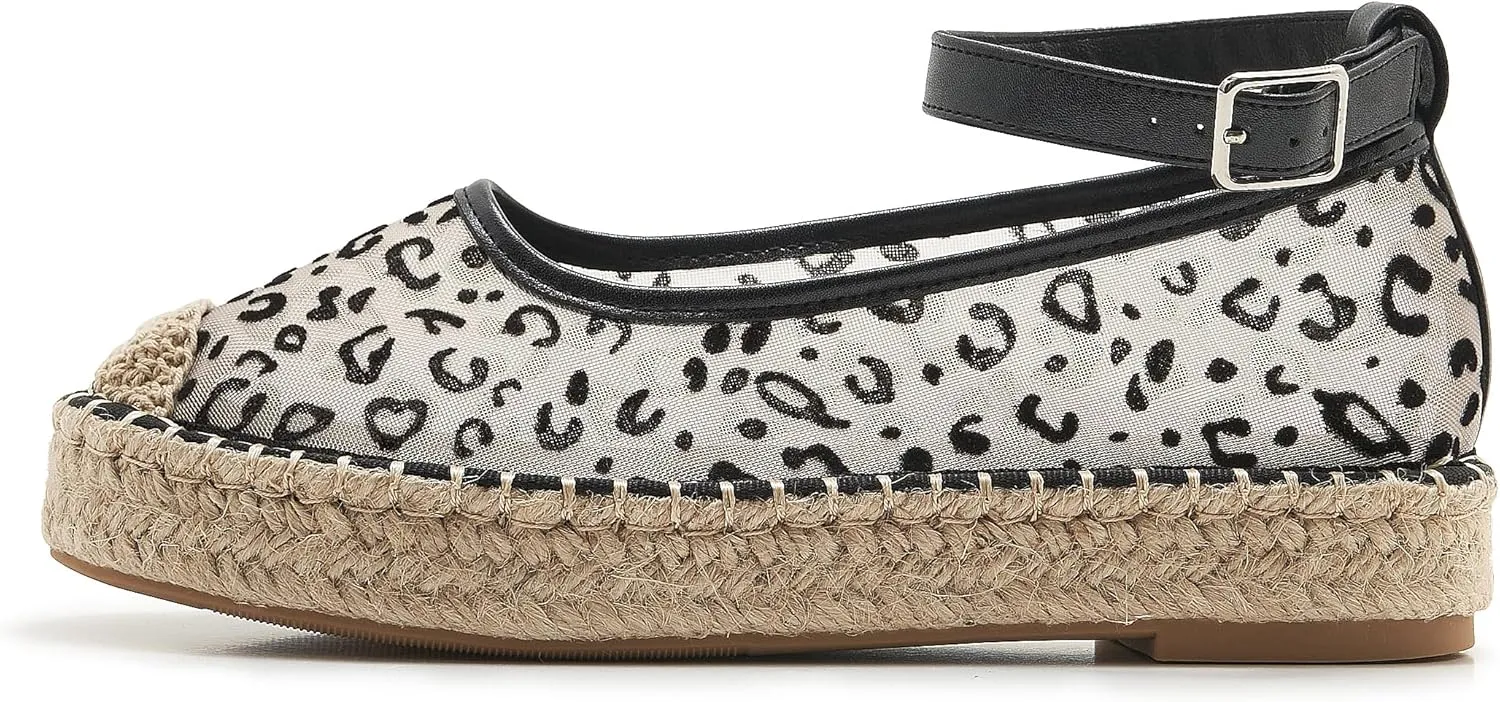Mary Jane Espadrilles for Women Round Toe Espadrille Platform Sole Ballet Flats Summer Slip-on Flat Shoes