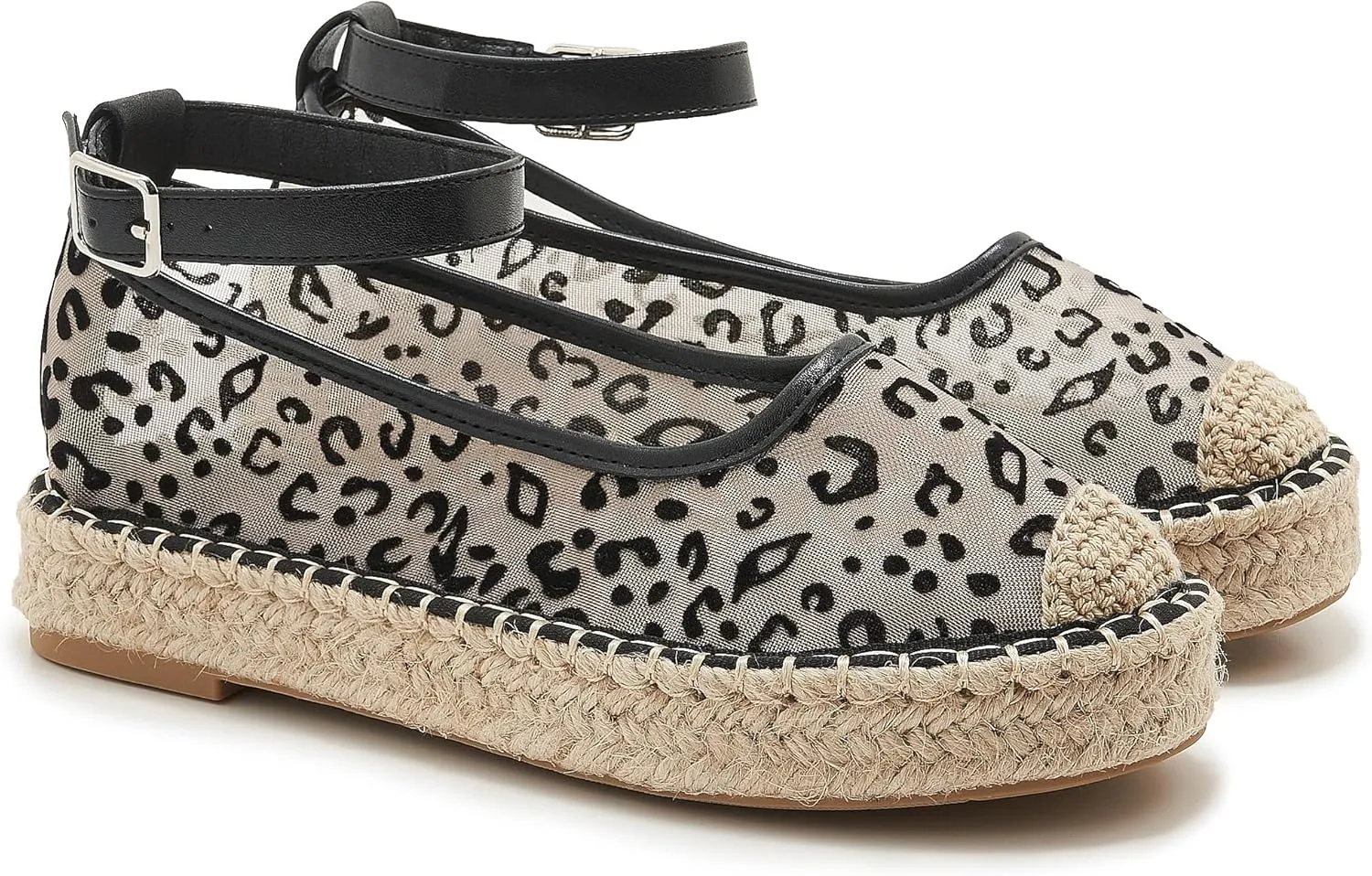 Mary Jane Espadrilles for Women Round Toe Espadrille Platform Sole Ballet Flats Summer Slip-on Flat Shoes