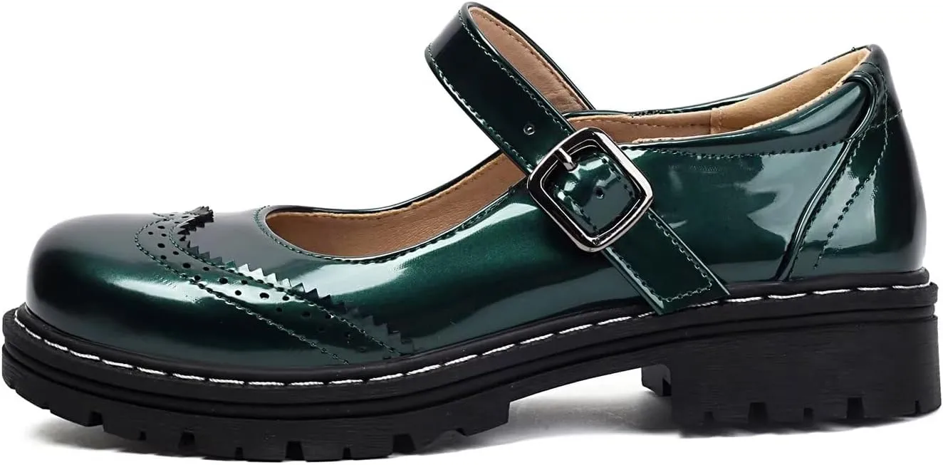 Mary Jane for Women Gothic Oxford Shoes - Flat Shoes, Ankle Tied, Round Toe for Casual Dresses, Work, and Campus