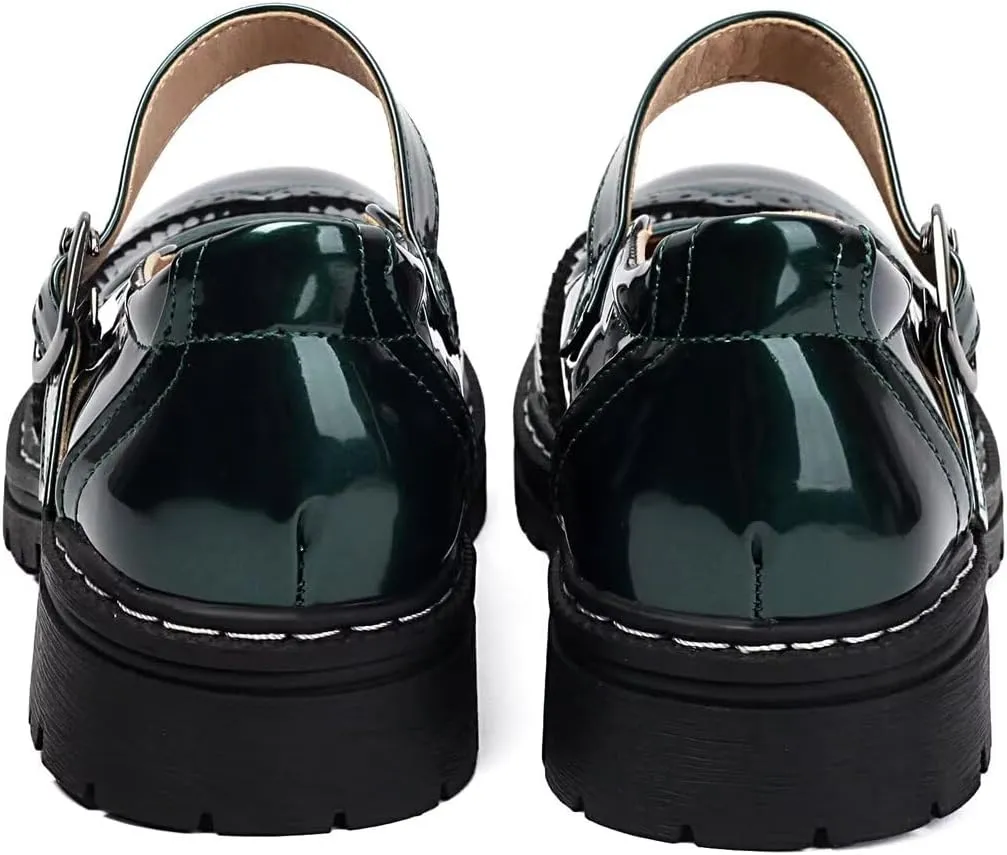 Mary Jane for Women Gothic Oxford Shoes - Flat Shoes, Ankle Tied, Round Toe for Casual Dresses, Work, and Campus