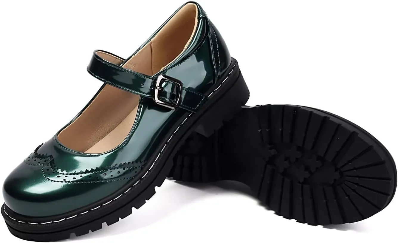 Mary Jane for Women Gothic Oxford Shoes - Flat Shoes, Ankle Tied, Round Toe for Casual Dresses, Work, and Campus