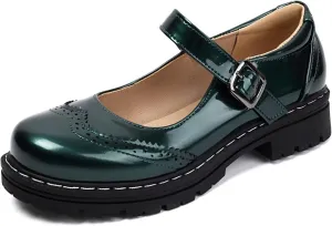 Mary Jane for Women Gothic Oxford Shoes - Flat Shoes, Ankle Tied, Round Toe for Casual Dresses, Work, and Campus