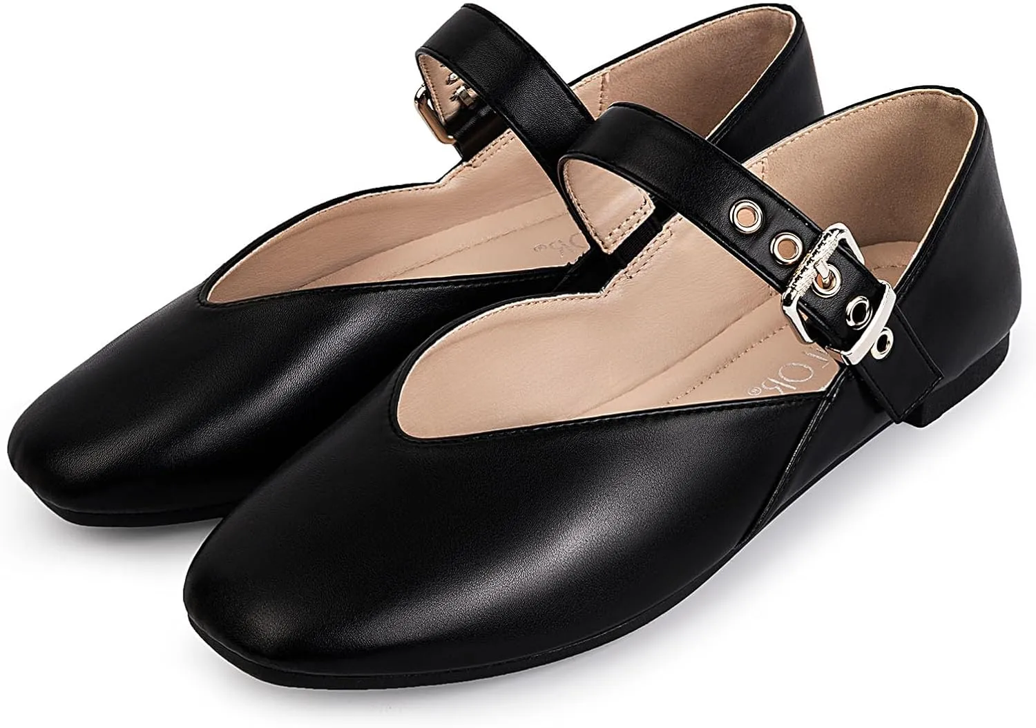 Mary Jane Shoes Women, Square Toe Ballet Flats Shoes, Comfortable Strap Ballet Flats, Flats for Women Dressy with Adjustable Buckle