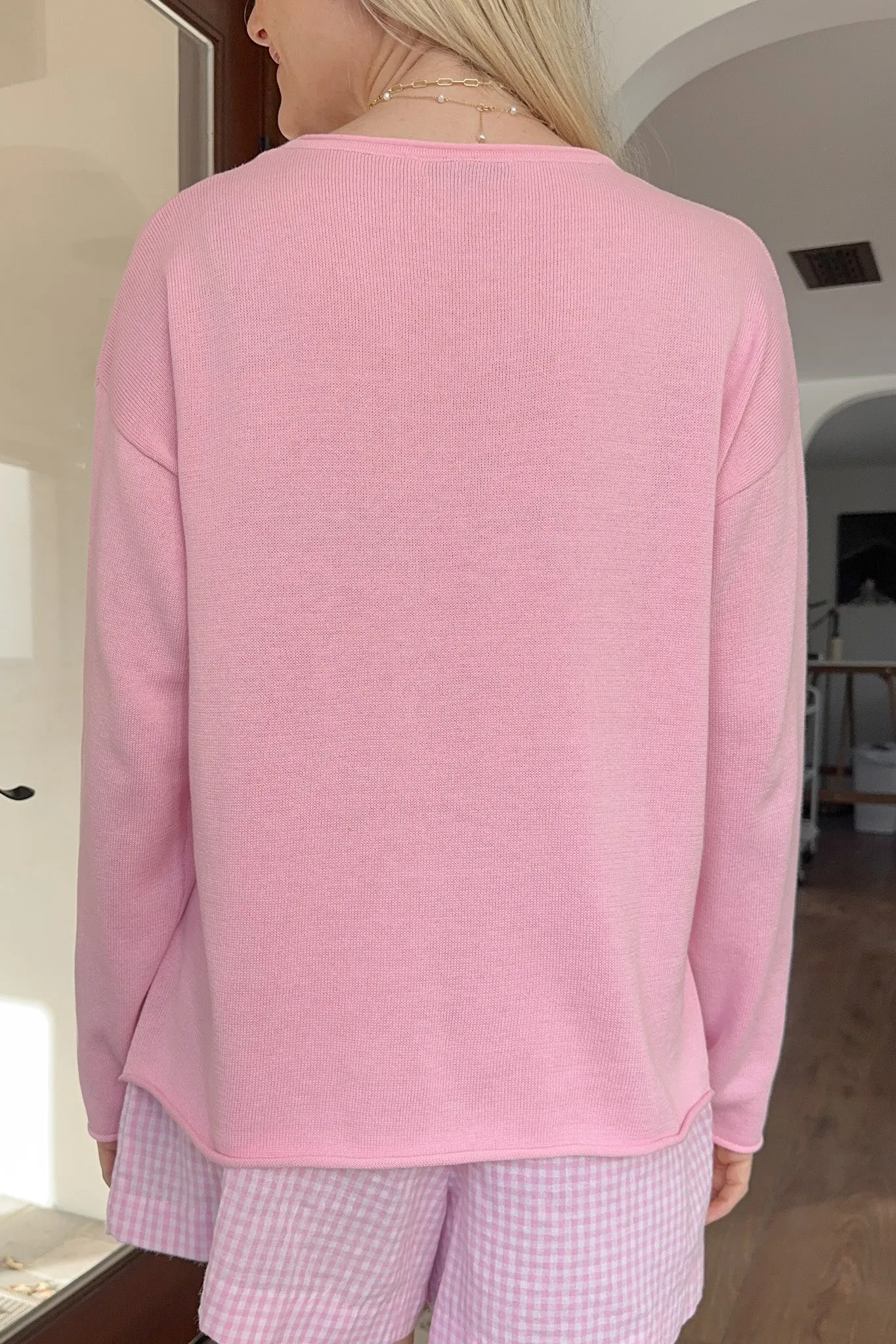 Masie Knit Sweater Top in Ballet Pink