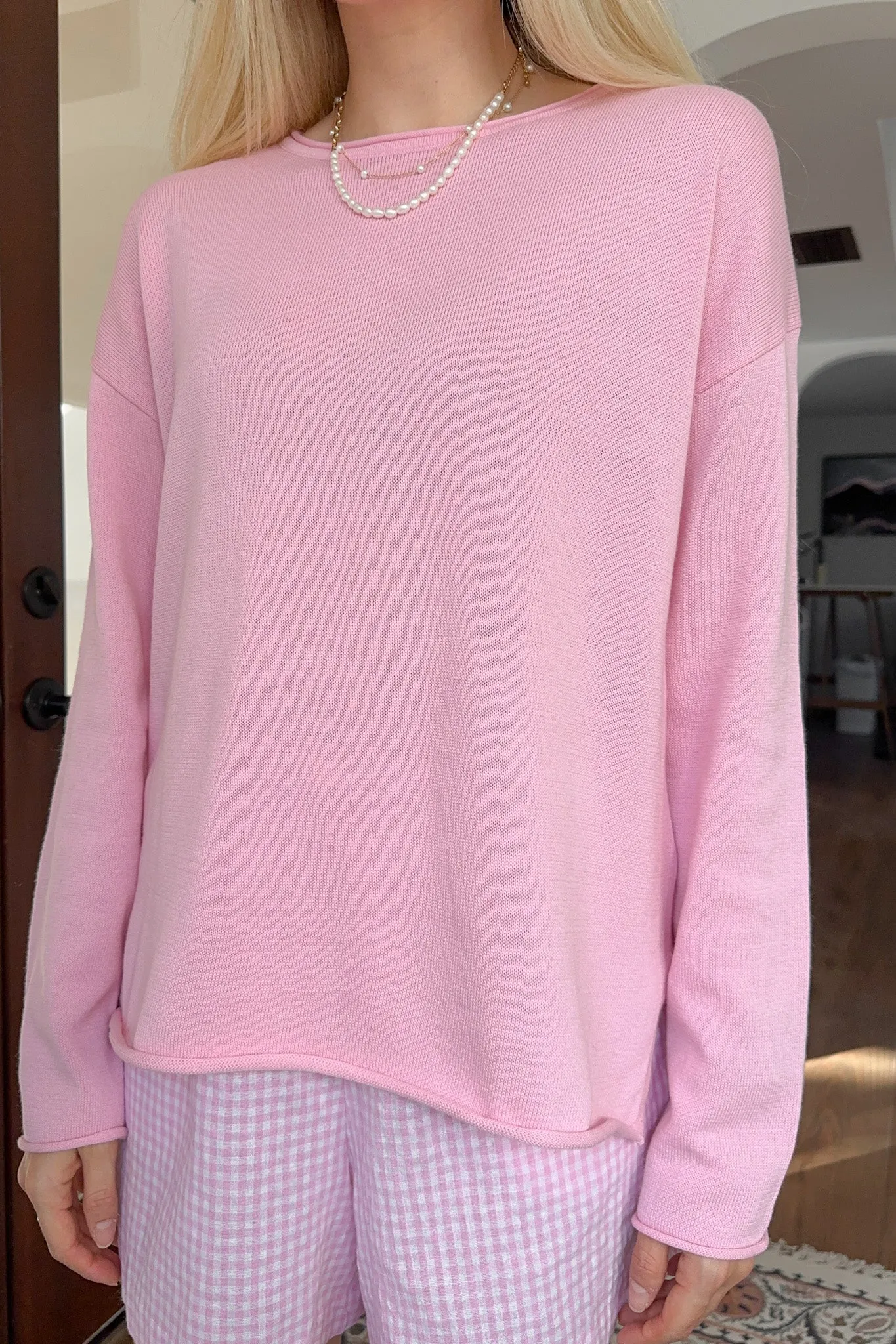 Masie Knit Sweater Top in Ballet Pink
