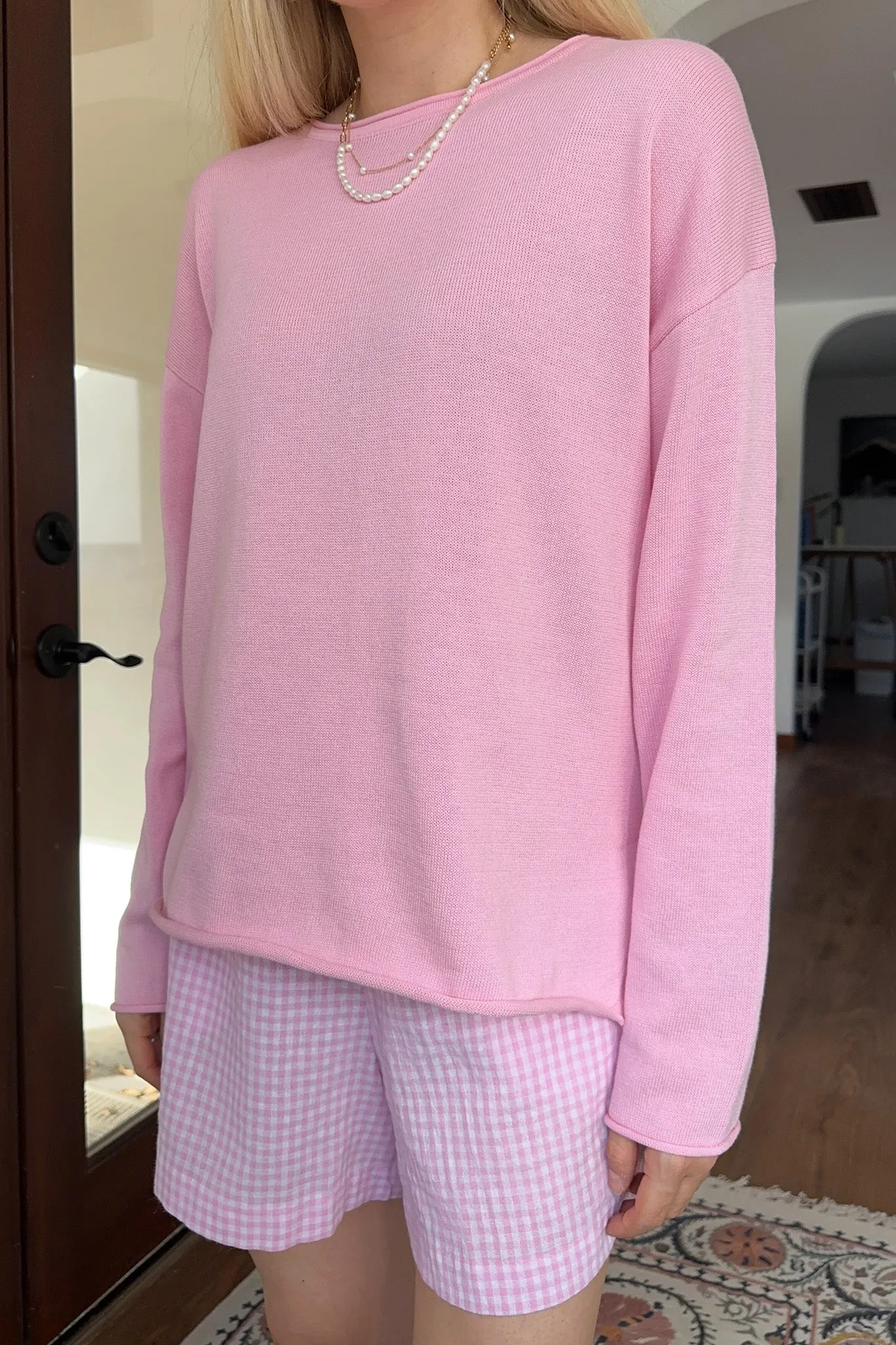 Masie Knit Sweater Top in Ballet Pink