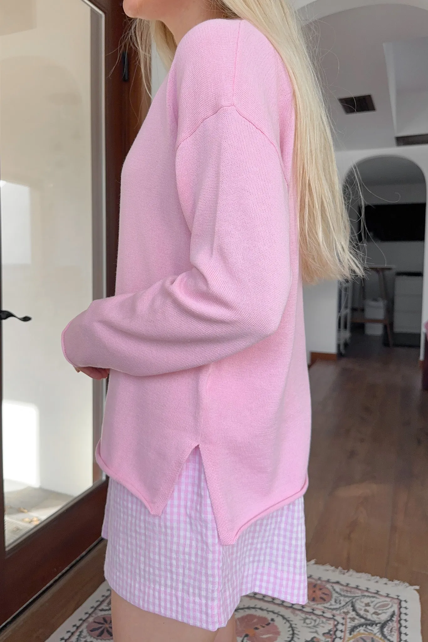 Masie Knit Sweater Top in Ballet Pink