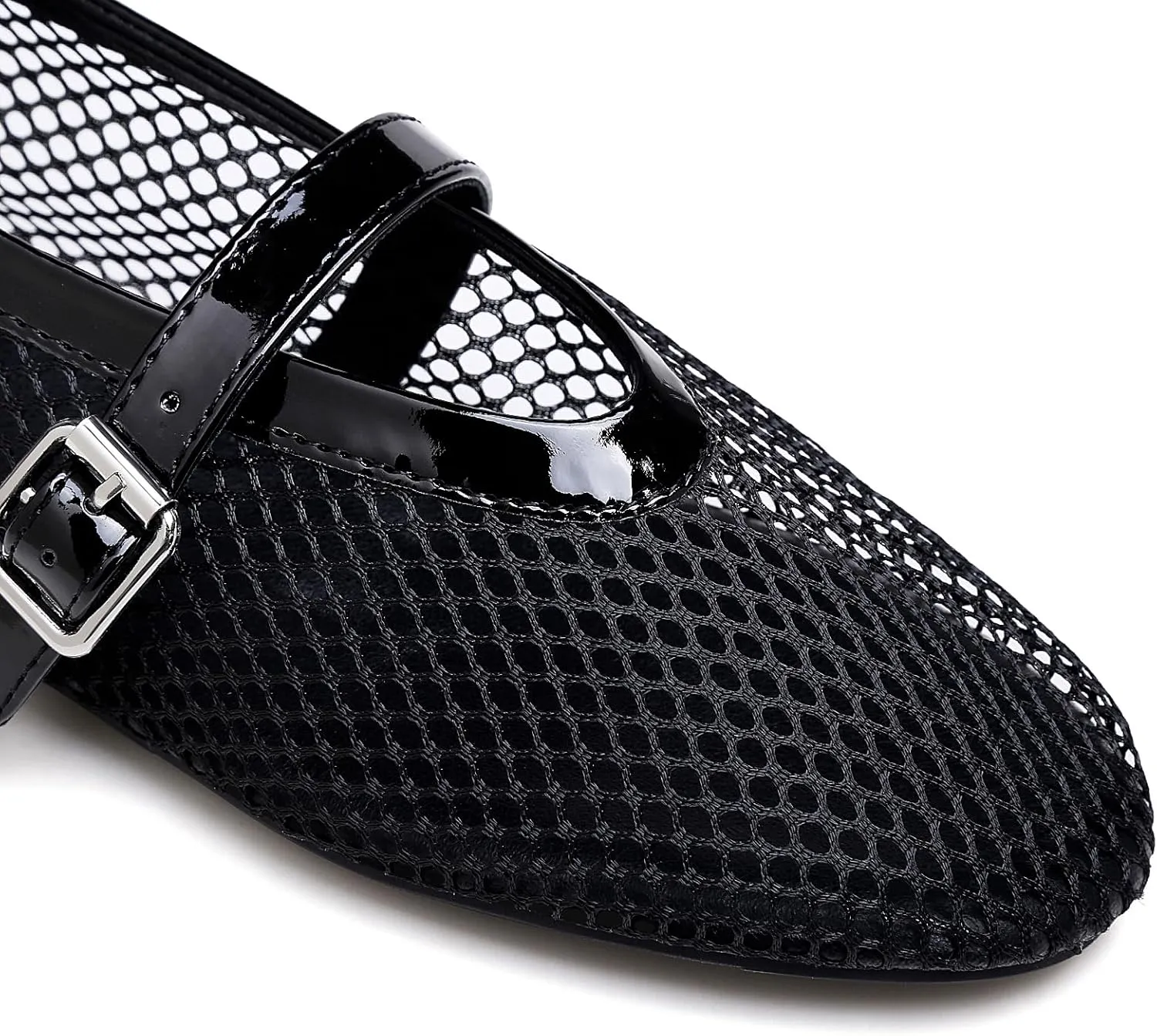 MaxMuxun Women's Flats Mesh Ballet Flats Round Toe Buckle Strap Comfortable Causal Dress Flats Shoes