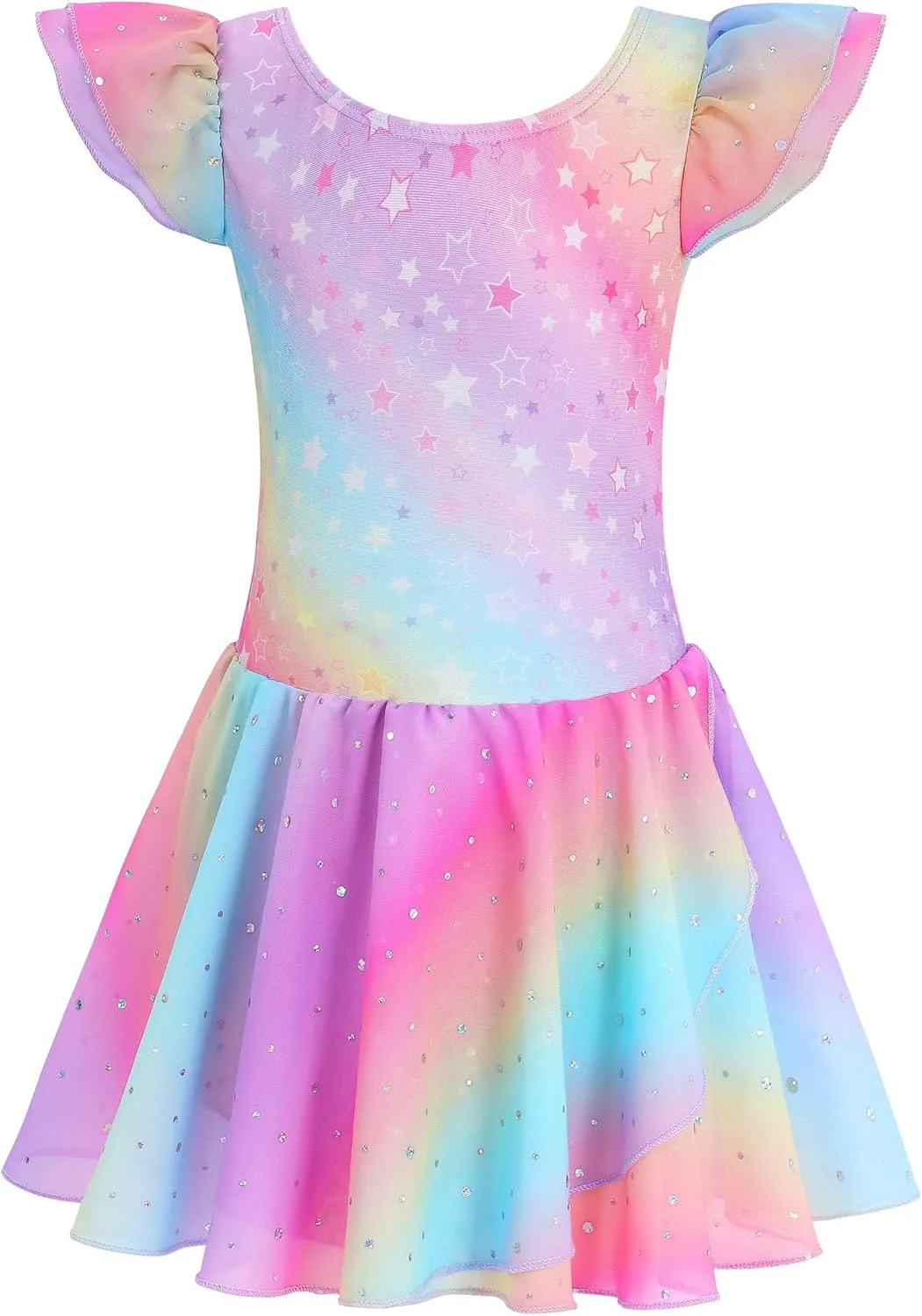 MdnMd Ballet Leotards for Girls Toddler Dance Ballet Leotard with Skirt Ballerina Dresses Tutu Outfits Flutter Sleeve