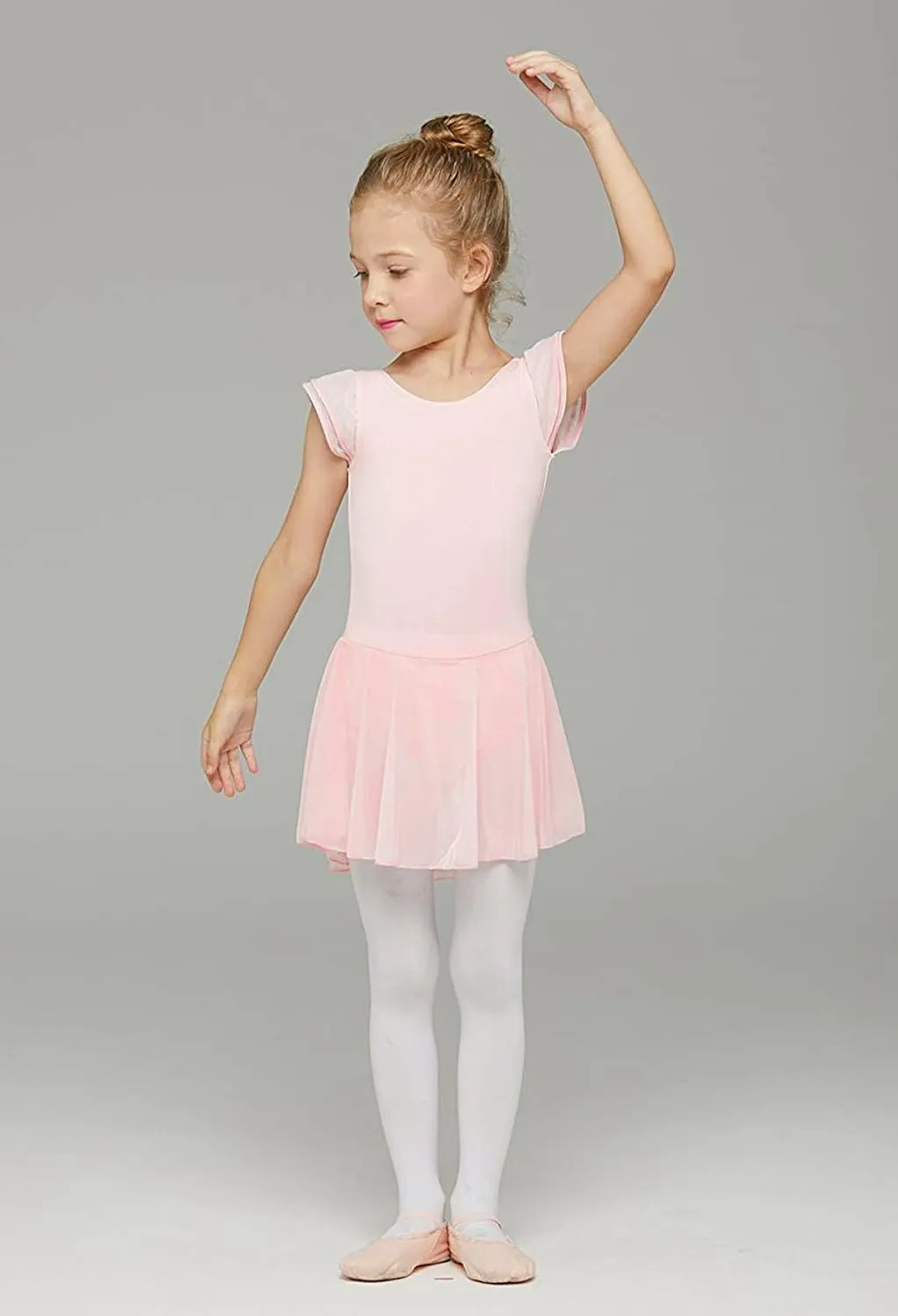 MdnMd Ballet Leotards for Girls Toddler Dance Ballet Leotard with Skirt Ballerina Dresses Tutu Outfits Flutter Sleeve