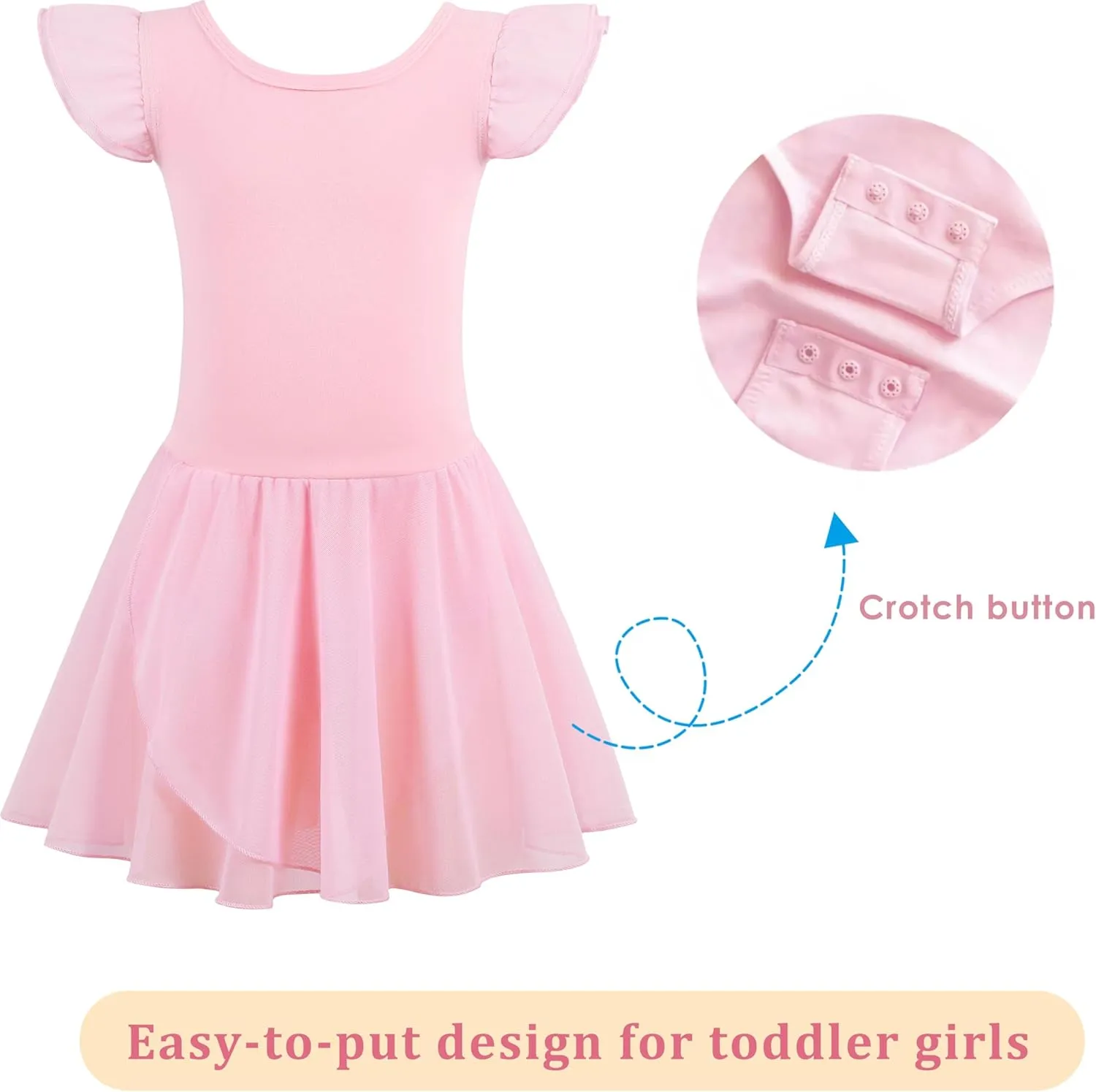 MdnMd Girls Dance Ballet Leotards Dresses for Toddler Ballerina Outfit Skirt Hollow Knot Back Flutter Sleeve