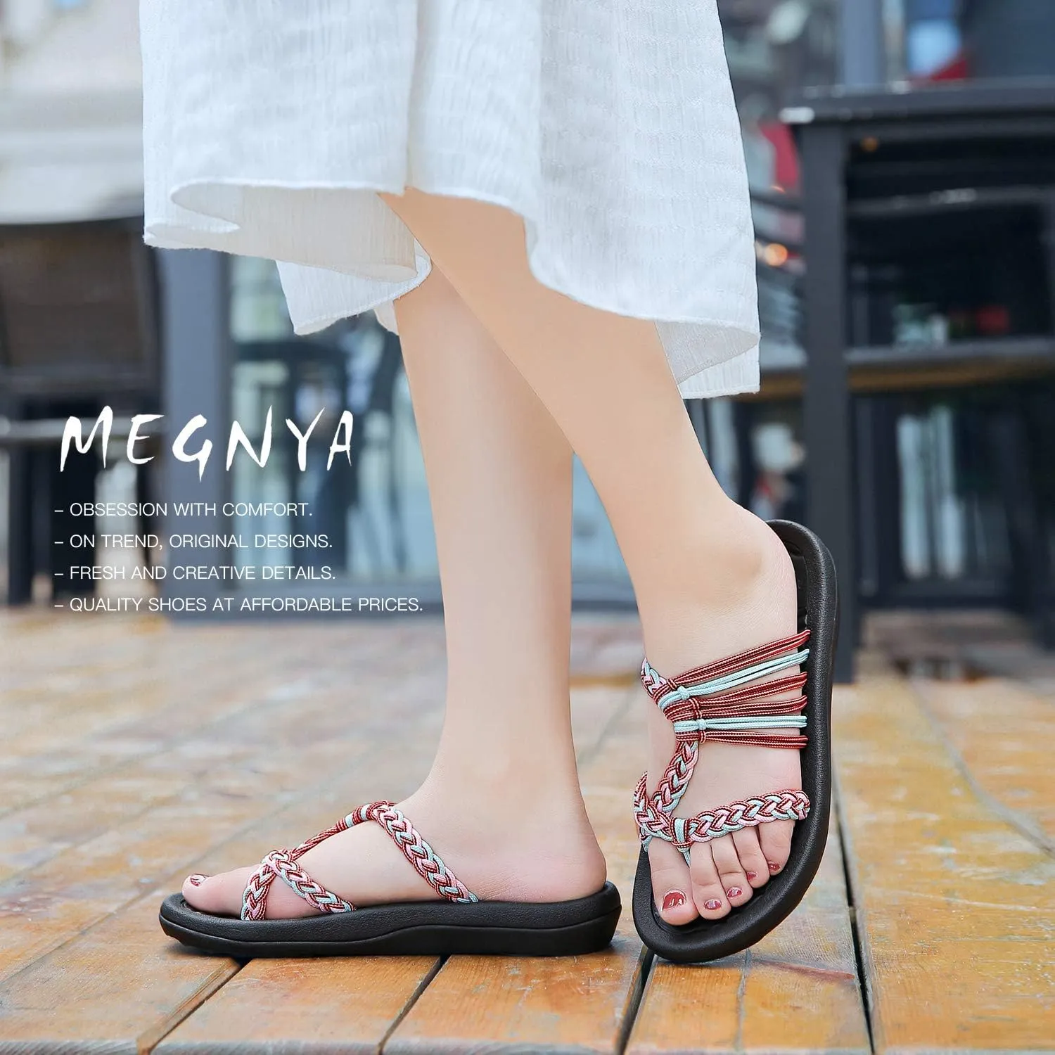 MEGNYA Women's flip Flops Sandals Arch Support, Comfortable Walking Sandals, Water Sandals Perfect for The Beach/Long Walks/Poolside