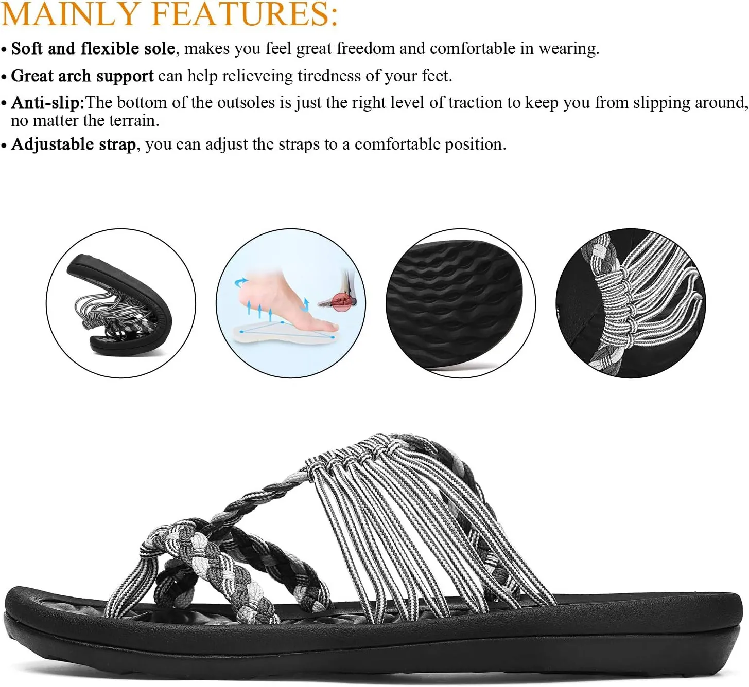 MEGNYA Women's flip Flops Sandals Arch Support, Comfortable Walking Sandals, Water Sandals Perfect for The Beach/Long Walks/Poolside