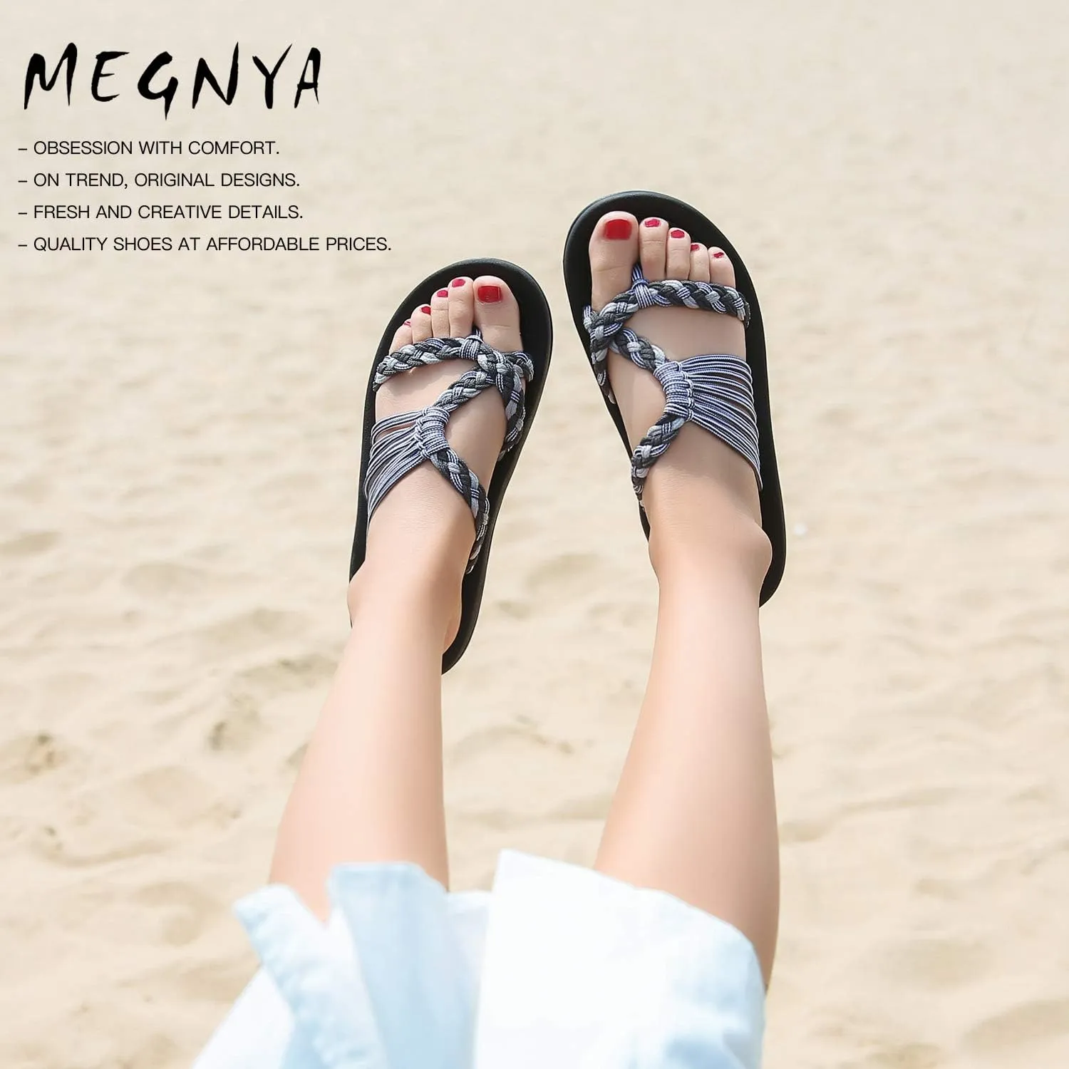 MEGNYA Women's flip Flops Sandals Arch Support, Comfortable Walking Sandals, Water Sandals Perfect for The Beach/Long Walks/Poolside
