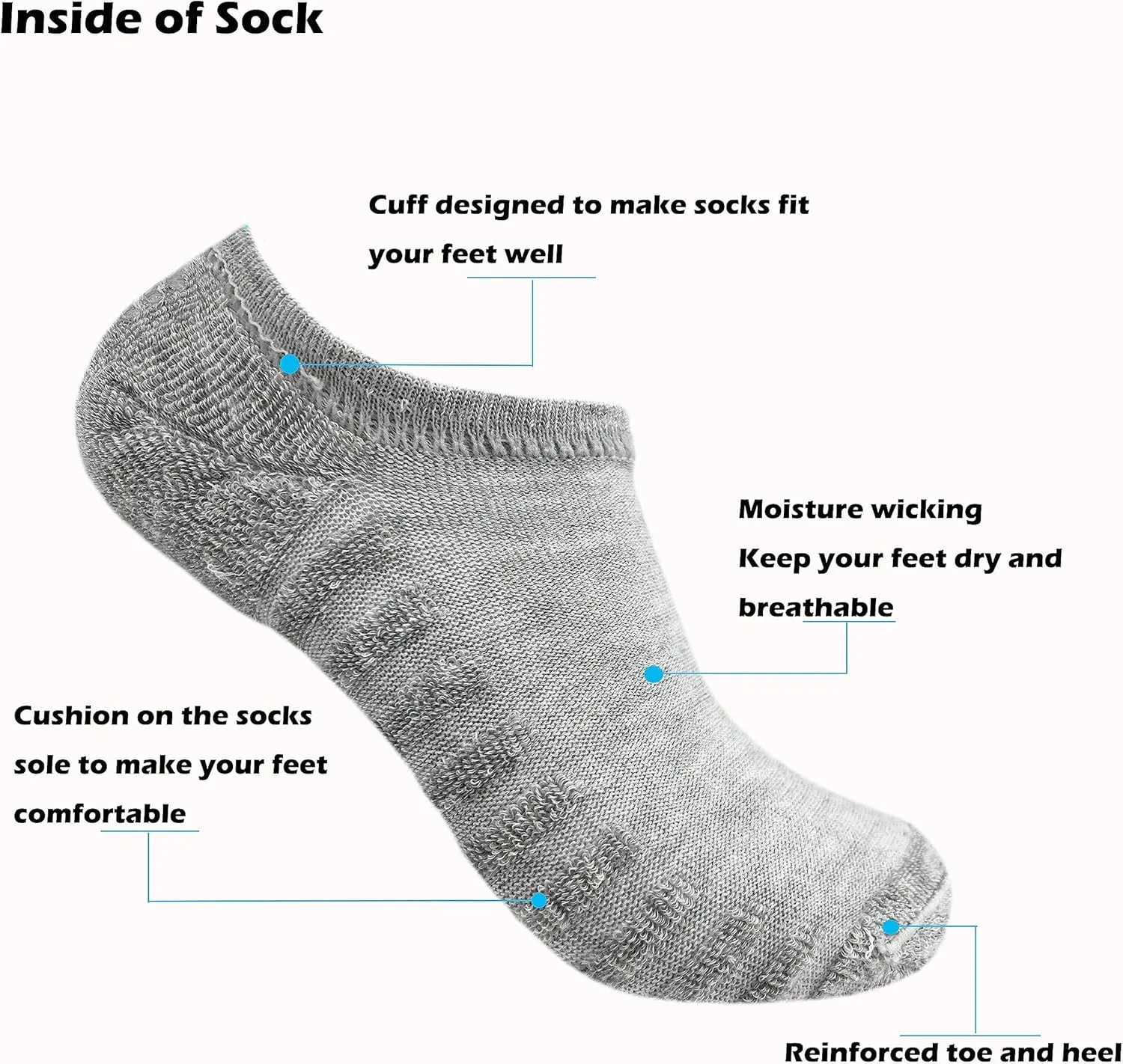 Men 10 Pairs Women No Show Socks, Low Cut Ankle Sock, Short Socks Casual Socks