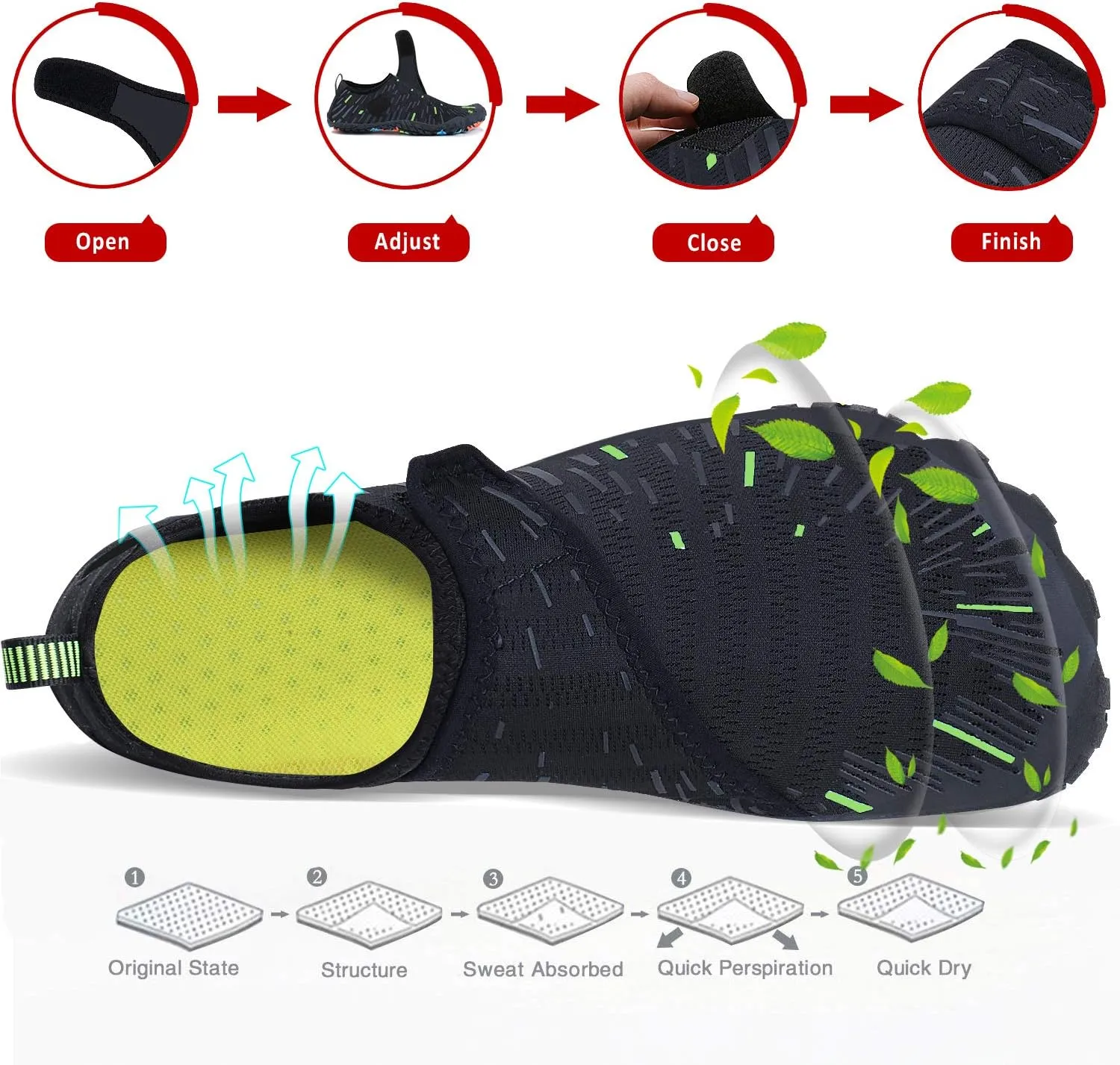 Men Women Water Sports Shoes Slip-on Quick Dry Aqua Swim Shoes for Pool Beach Surf Walking Water Park