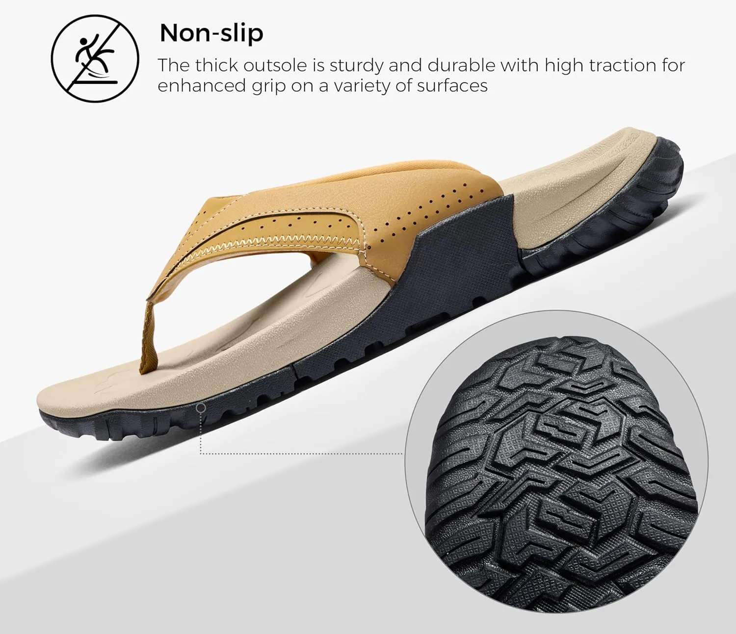 Mens Arch Support Walking Flip Flops Durable Comfort Outdoor Thong Sandals for Men Non Slip Summer Beach Sandals