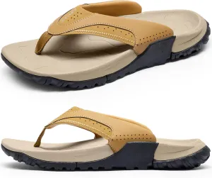 Mens Arch Support Walking Flip Flops Durable Comfort Outdoor Thong Sandals for Men Non Slip Summer Beach Sandals