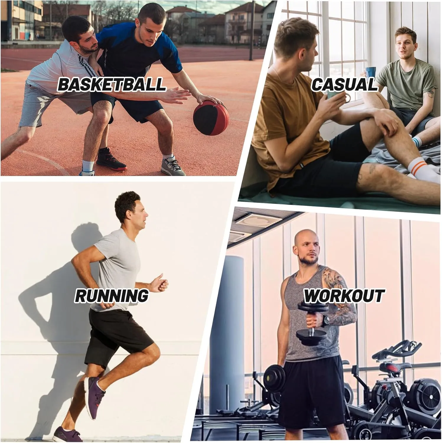 Men's Athletic Gym Shorts - Quick Dry Black Casual Basketball Shorts with Pockets for Running Workout Activewear