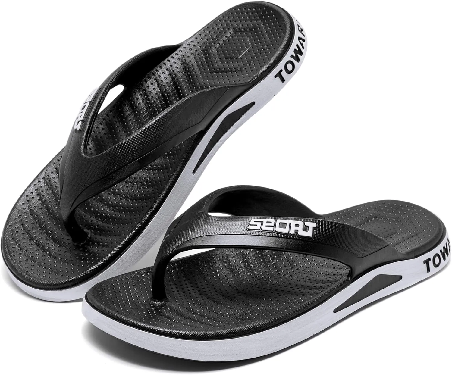 Men's Beach Sandals Slippers Flip Flops Lightweight Ultra Soft Comfort Fit Black 8.5
