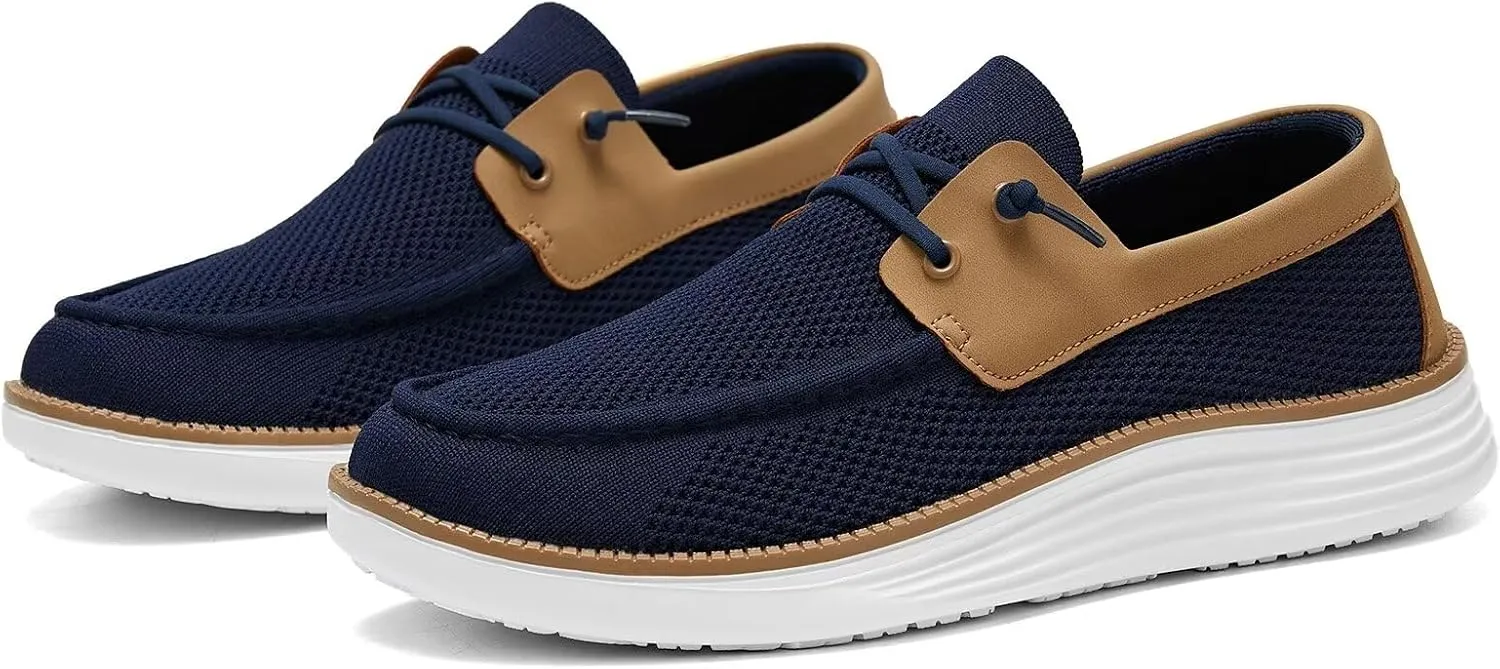Mens Boat Shoes Casual Loafers Slip On Walking Dress Sneakers Mesh Business Oxfords Work Lightweight Soft Sole