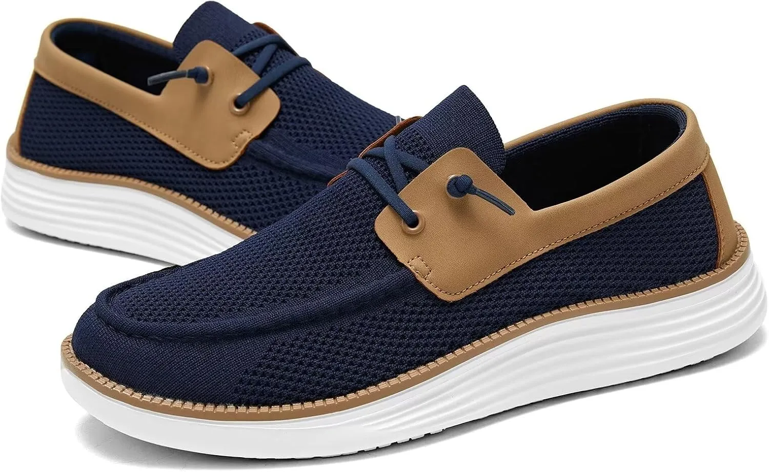 Mens Boat Shoes Casual Loafers Slip On Walking Dress Sneakers Mesh Business Oxfords Work Lightweight Soft Sole