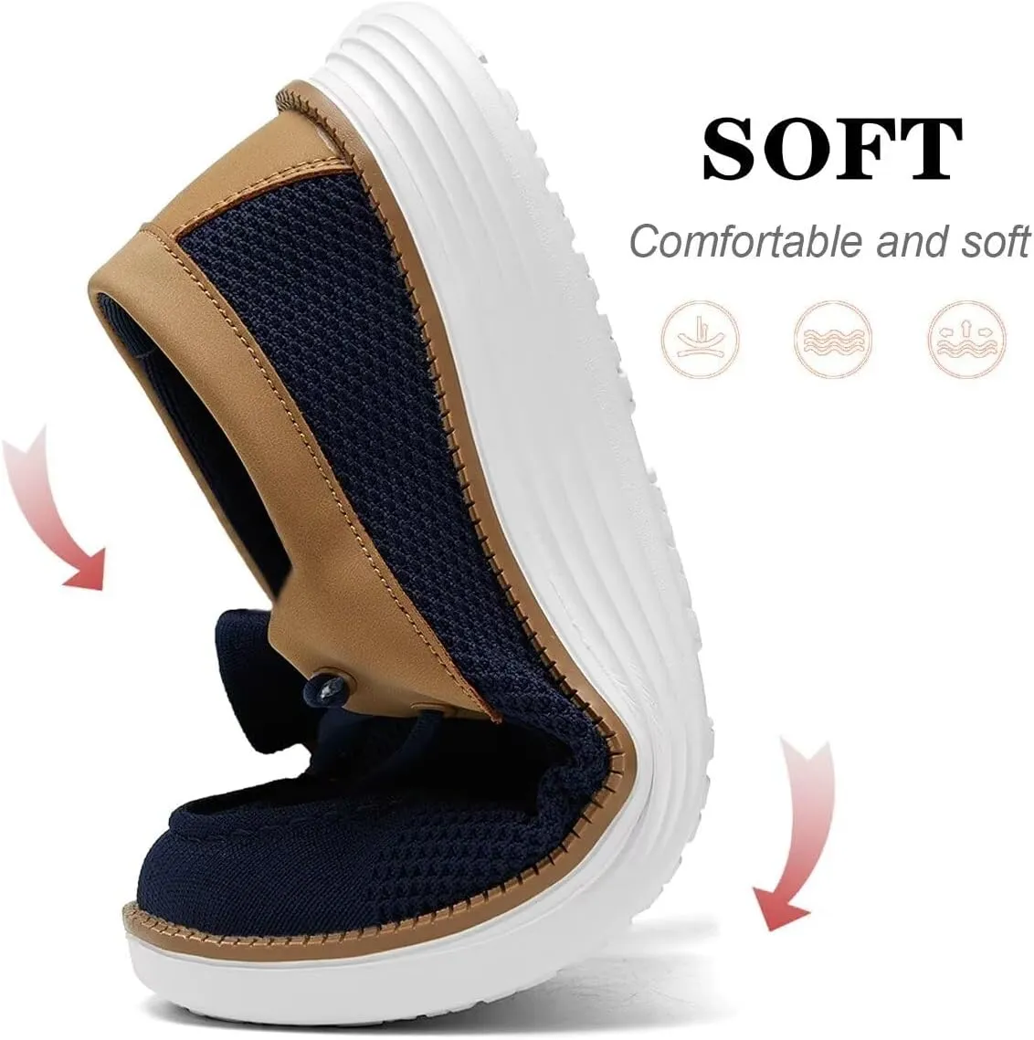 Mens Boat Shoes Casual Loafers Slip On Walking Dress Sneakers Mesh Business Oxfords Work Lightweight Soft Sole