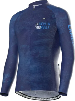 Men's Cycling Jersey Long Sleeve, Breathable Moisture Wicking Bike Shirt, Lightweight Biking Shirt with 3 Rear Pockets