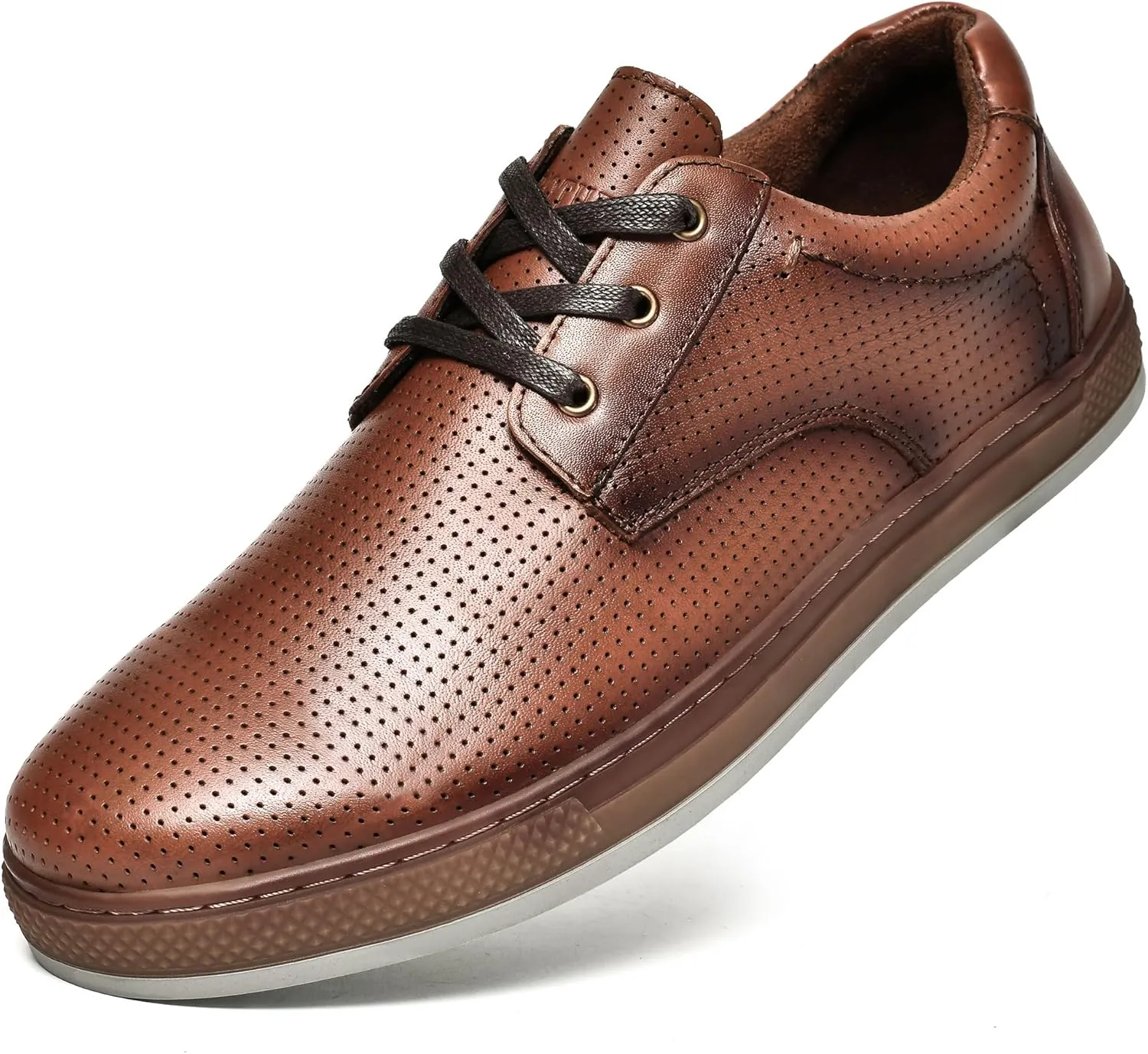Mens Dress Casual Sneakers Business Casual Shoes Oxford Shoes for Men Mens Brown Dress Shoes Actual Leather Comfortable Mens Casual Oxford Shoe for Bussines Wedding