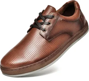 Mens Dress Casual Sneakers Business Casual Shoes Oxford Shoes for Men Mens Brown Dress Shoes Actual Leather Comfortable Mens Casual Oxford Shoe for Bussines Wedding