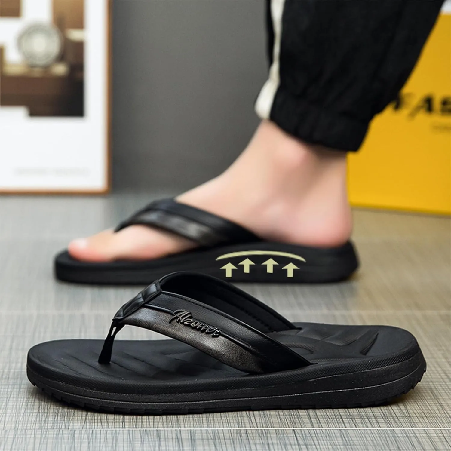 Men's Flip Flop with Arch Support Comfort Beach Thong Sandals Lightweight Non Slip Sole Durable Walking Summer Orthotic Slipppers Indoor and Outdoor