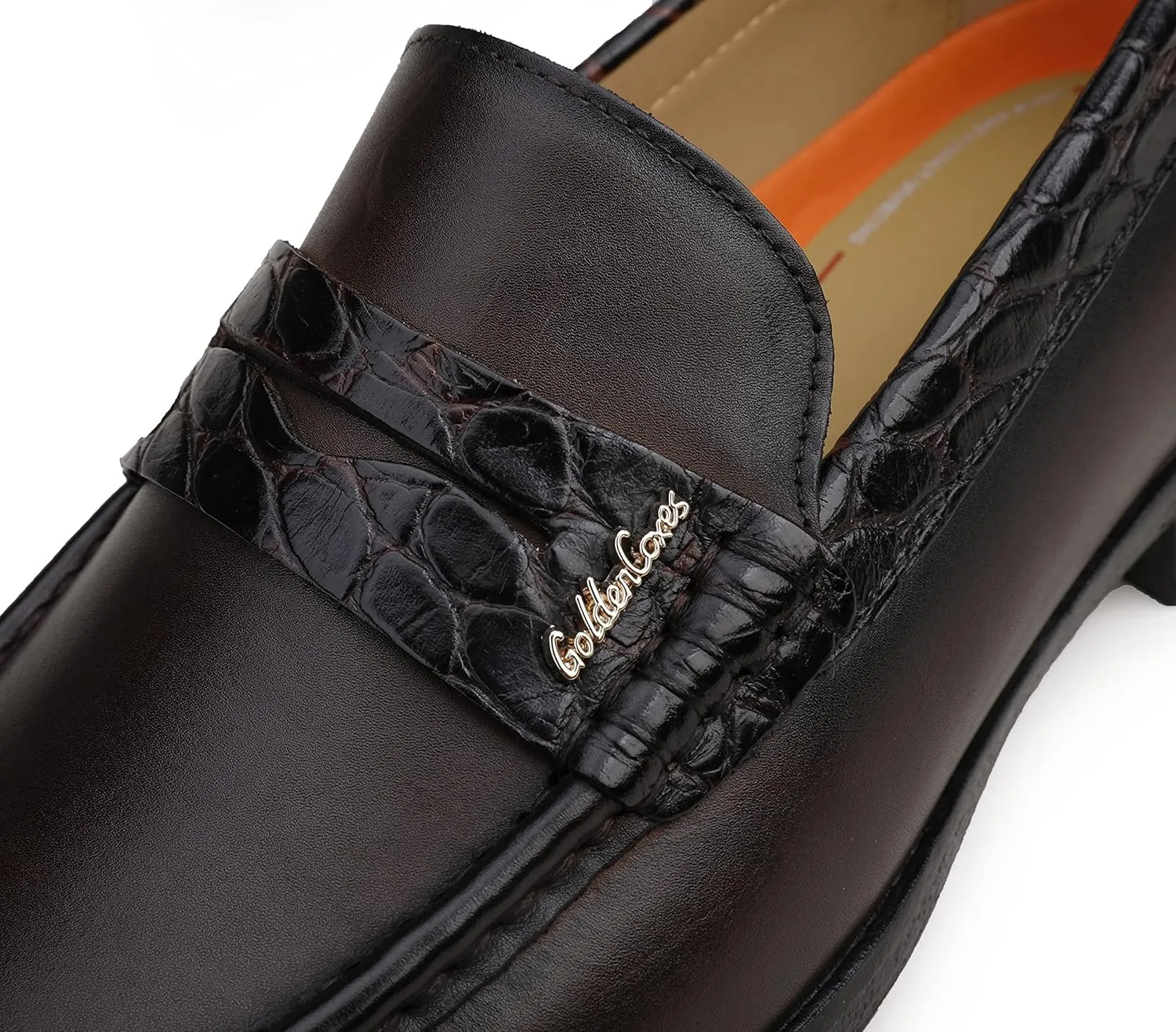 Men's Genuine Leather Loafers Crocodile Printed Slip On Soft Driving Dress Shoes