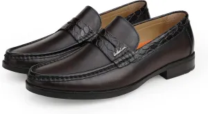 Men's Genuine Leather Loafers Crocodile Printed Slip On Soft Driving Dress Shoes