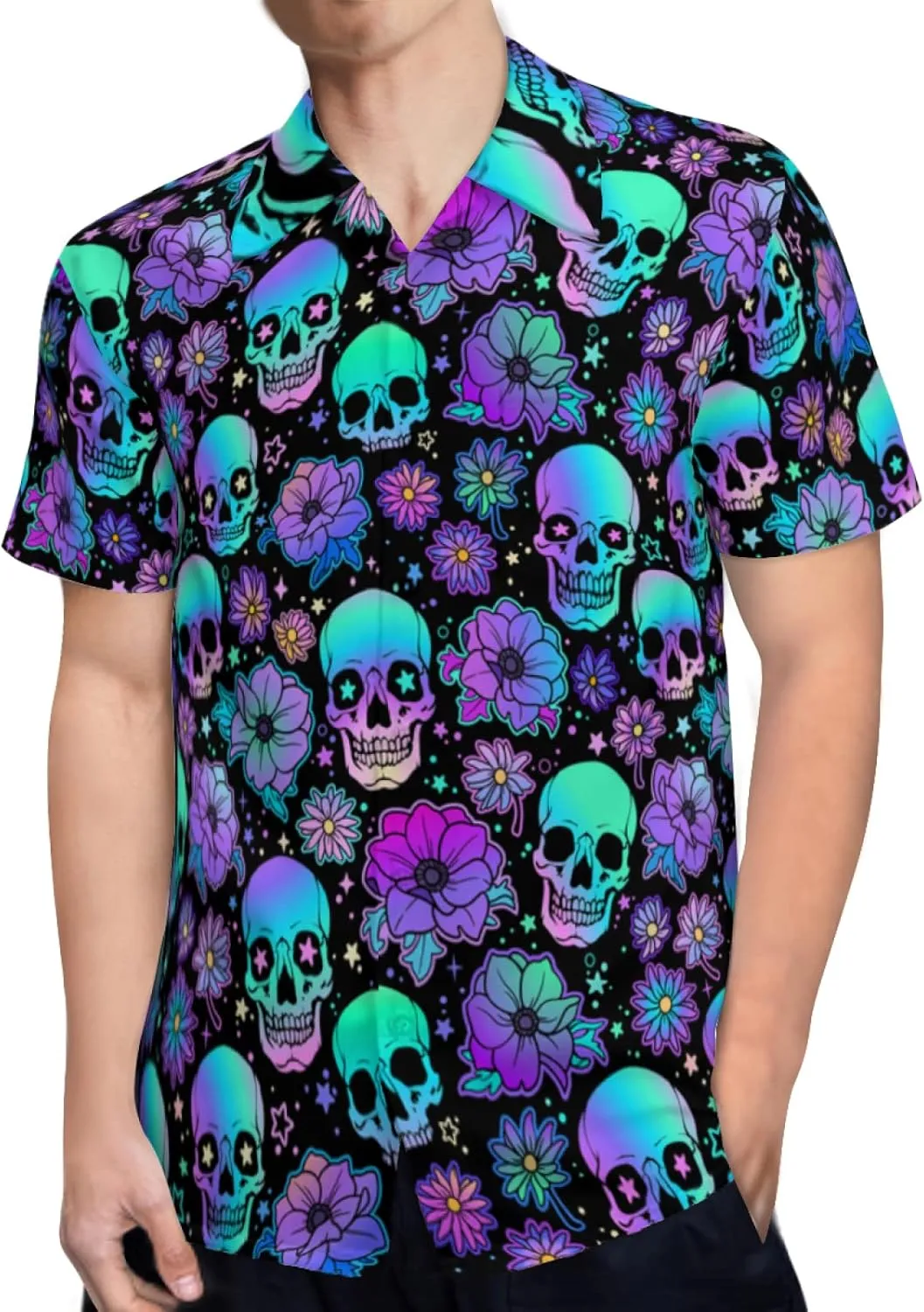 Mens Hawaiian Shirts Short Sleeve Button Up Beach Shirts