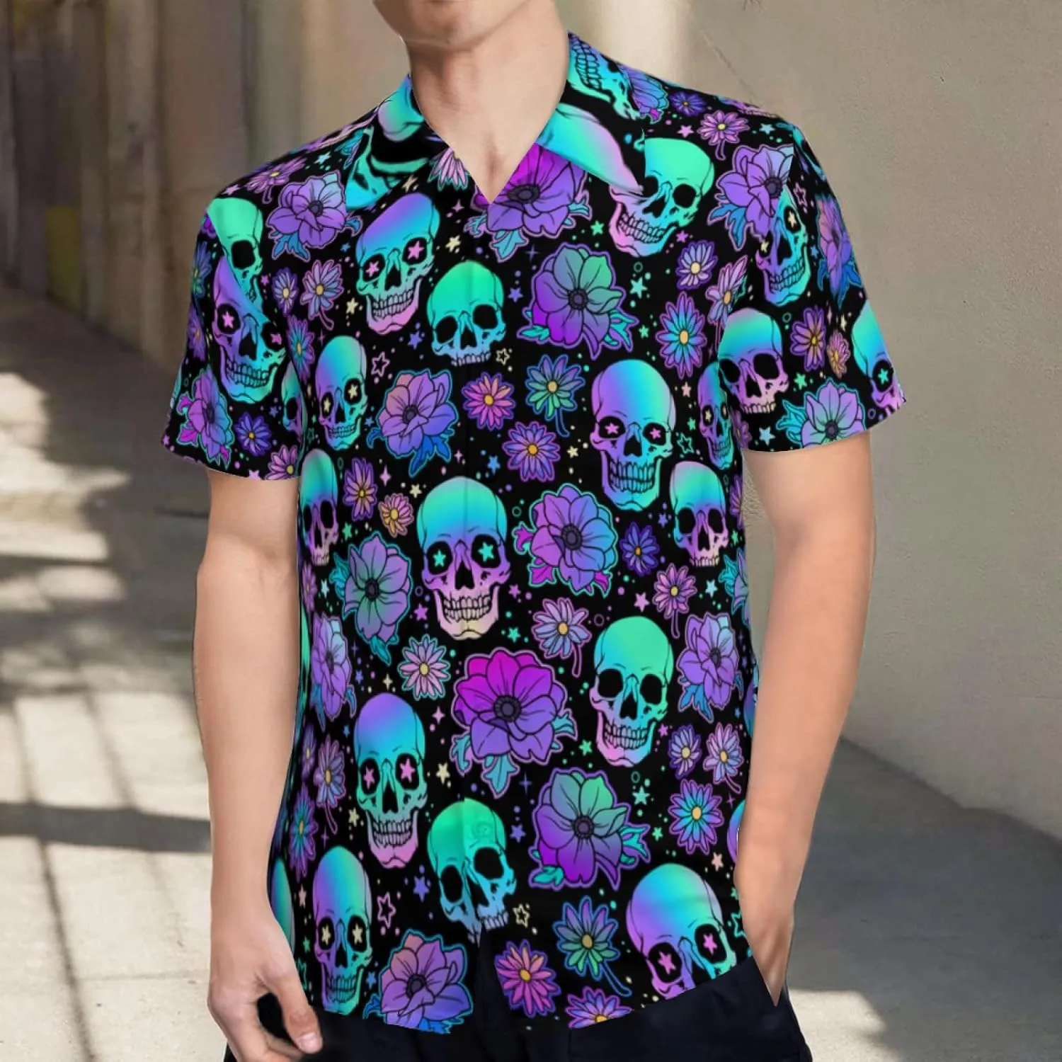 Mens Hawaiian Shirts Short Sleeve Button Up Beach Shirts