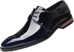 Men's Leather Dress Shoes, Casual Flat Lace-up Brogue Shoes, Non-Slip Soft Bottom Pointed Shoes, Comfortable Slip-on Men's Footwear