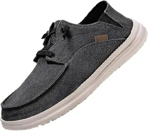 Men's Loafers Slip-On Canvas Sneakers Walking Boat Shoes Fashion Classcial Casual Round Toe Comfortable Vintage Flat Shoes for Driving Outdoor