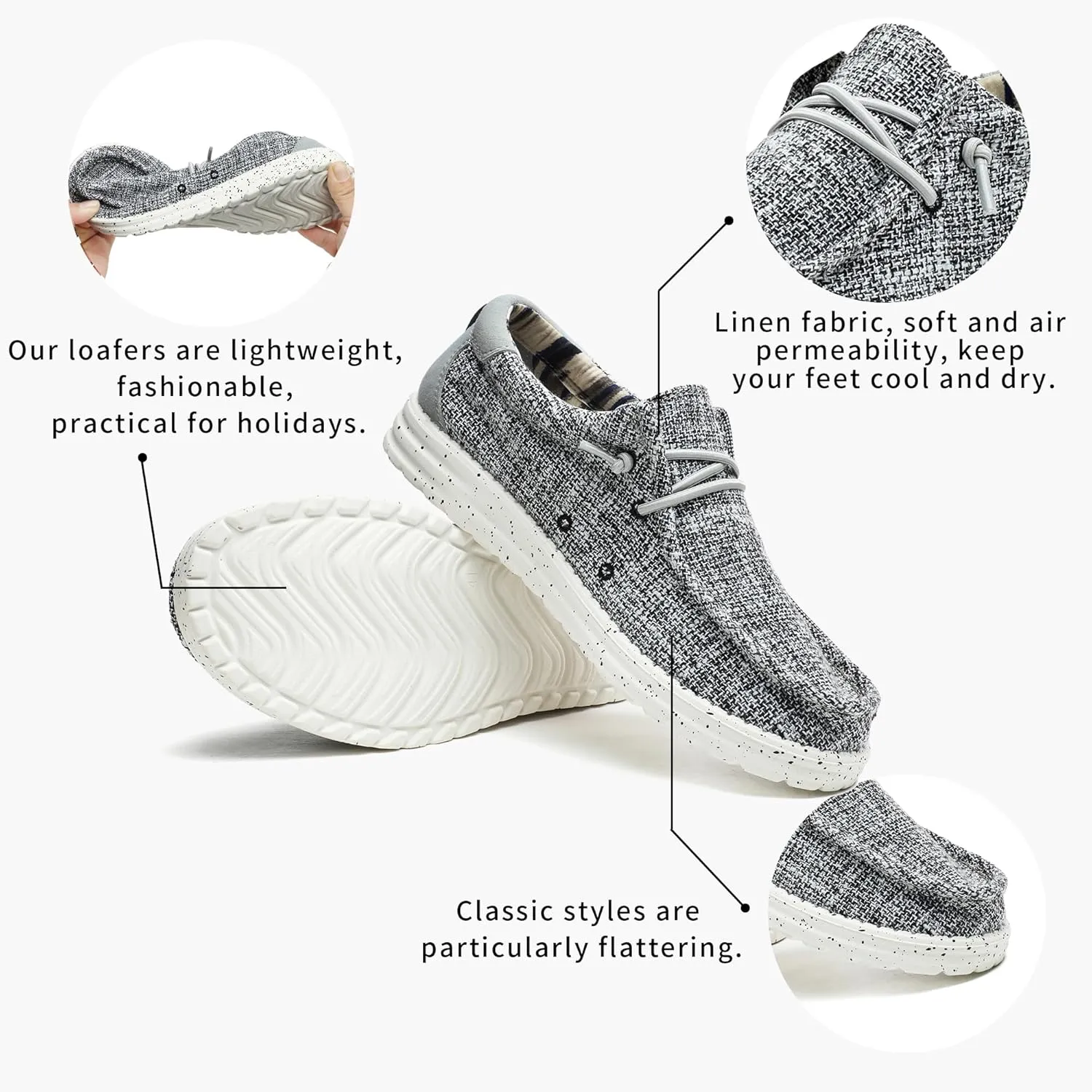 Men’s Machine Washable Slip On Lace Up Casual Loafer Breathable Travel Canvas Shoes for Men Comfortable and Stylish Summer Loafers Lightweight Walking Shoes Boat Shoe