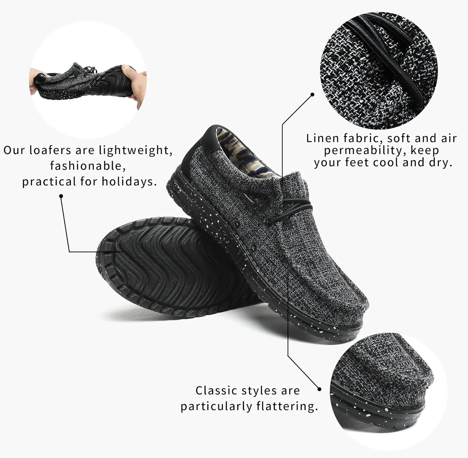 Men’s Machine Washable Slip On Lace Up Casual Loafer Breathable Travel Canvas Shoes for Men Comfortable and Stylish Summer Loafers Lightweight Walking Shoes Boat Shoe