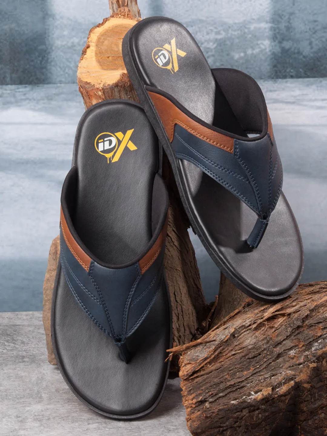 Men's Navy/Tan Thong Style Sandal (IX5015)