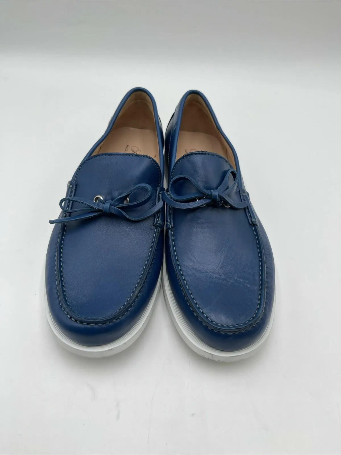 Men’s Saks Fifth Avenue COLLECTION Leather Boat Shoes Blue Size 8 - Very Good