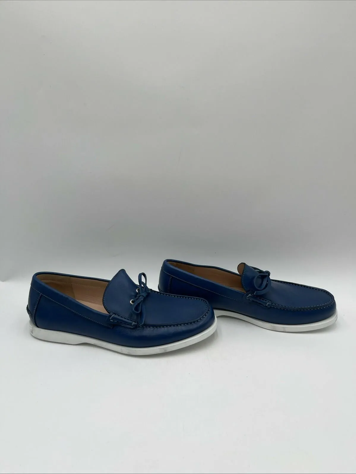 Men’s Saks Fifth Avenue COLLECTION Leather Boat Shoes Blue Size 8 - Very Good