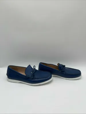 Men’s Saks Fifth Avenue COLLECTION Leather Boat Shoes Blue Size 8 - Very Good