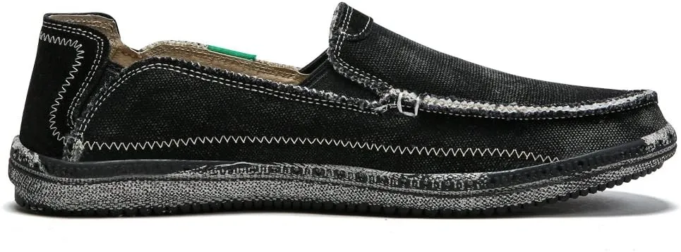 Men's Slip on Deck Shoes Loafers Canvas Boat Shoe Non Slip Casual Loafer Flat Outdoor Sneakers Walking