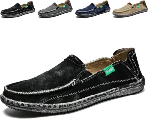 Men's Slip on Deck Shoes Loafers Canvas Boat Shoe Non Slip Casual Loafer Flat Outdoor Sneakers Walking