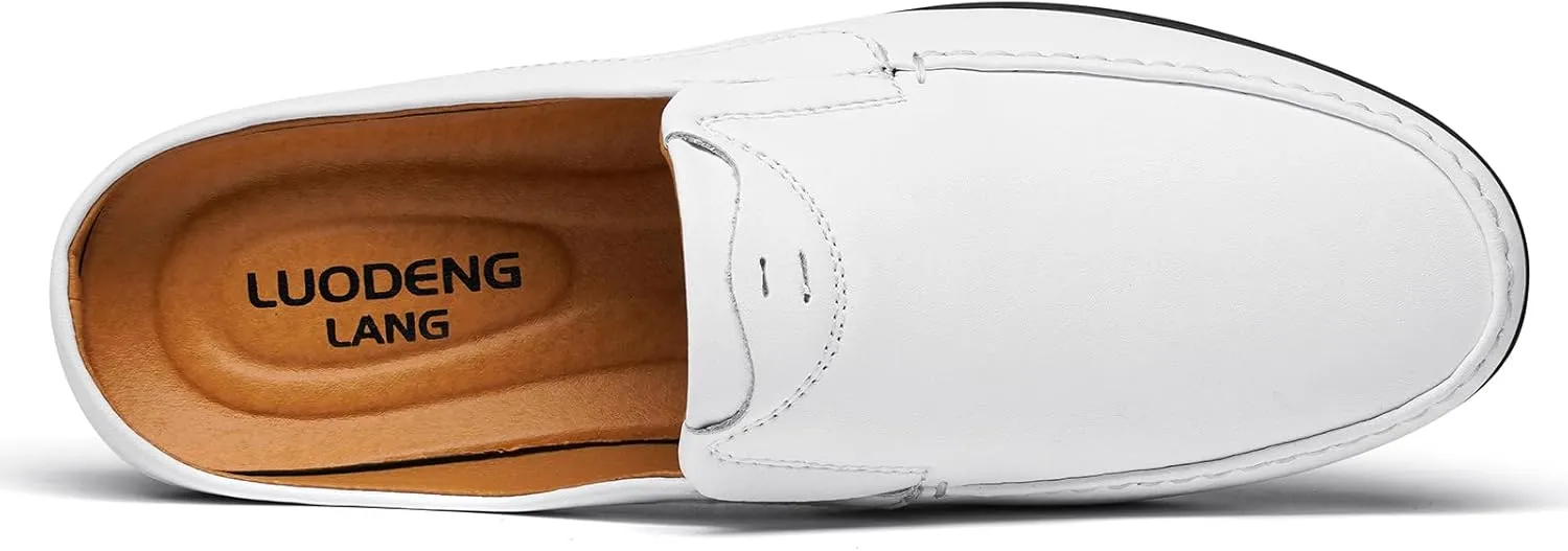 Men’s Slip-On Loafers Handmade Leather Slippers Breathable Comfortable Soft Hand Stitched no-heel Casual Shoes For Men