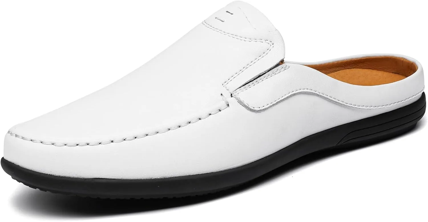 Men’s Slip-On Loafers Handmade Leather Slippers Breathable Comfortable Soft Hand Stitched no-heel Casual Shoes For Men
